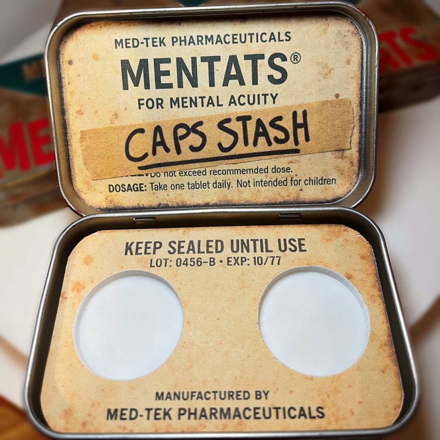 Fallout Mentats Case With Nuka Cola Thumbstick Caps