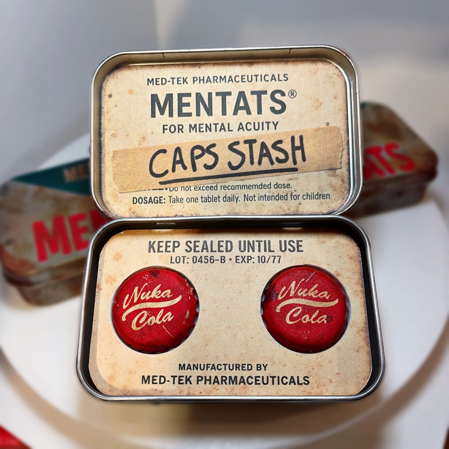 Fallout Mentats Case With Nuka Cola Thumbstick Caps
